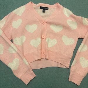 Streetwear Society Pink and White Heart Cardigan